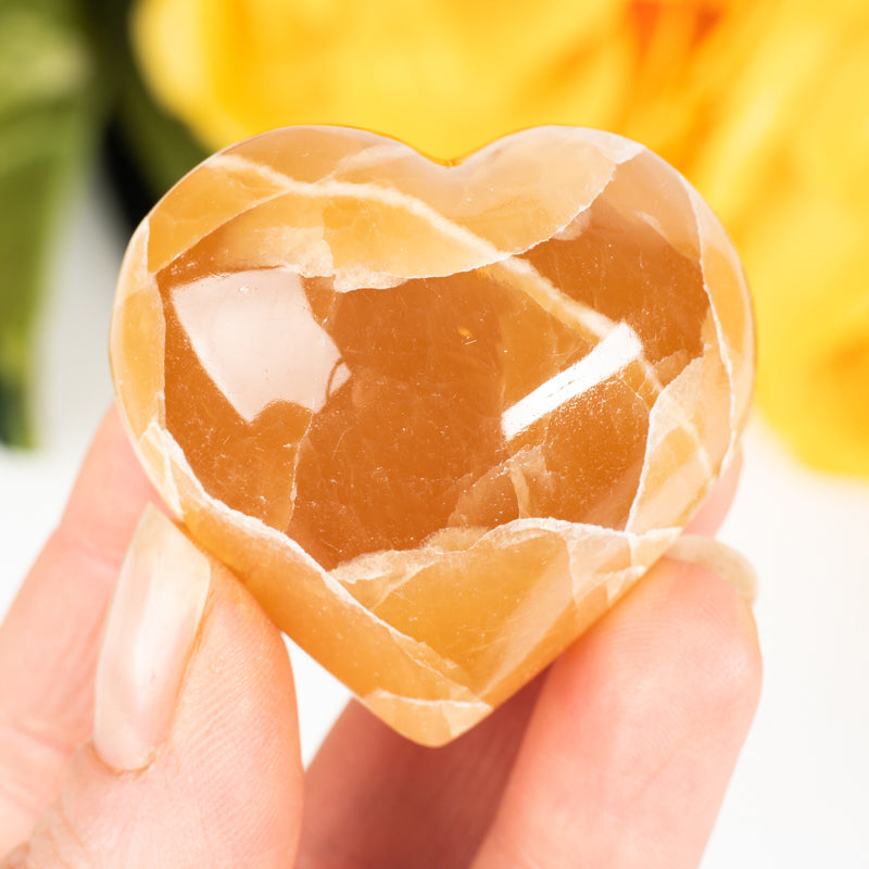 Honey Calcite Heart Crystal Heart Cancer Sign 