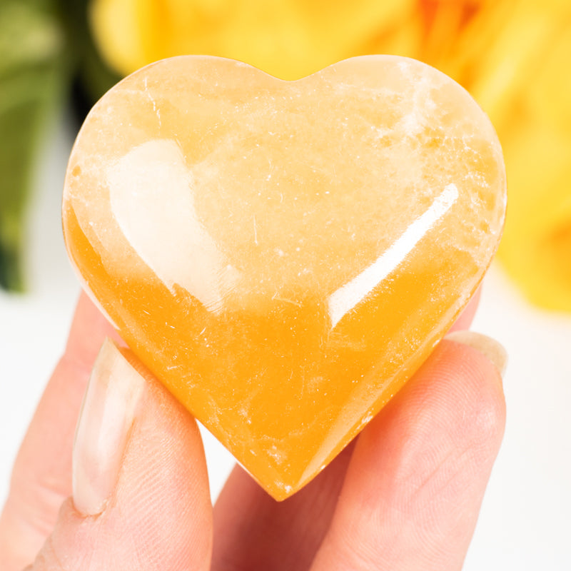 Honey Calcite Heart Crystal Heart Cancer Sign 