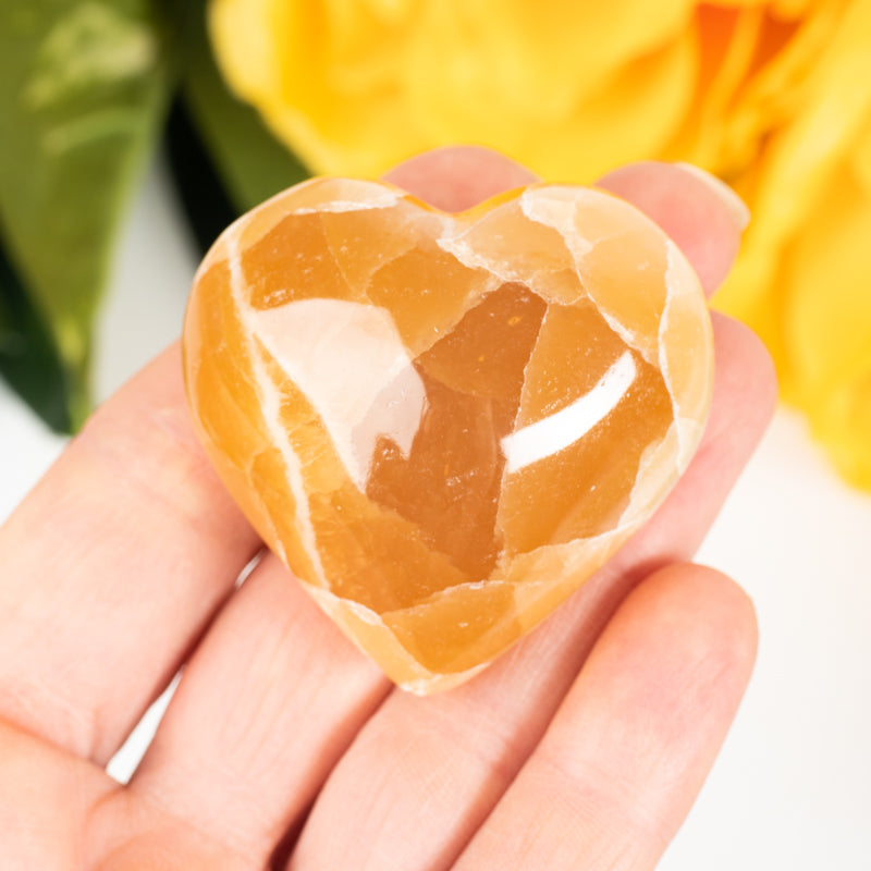 Honey Calcite Heart Crystal Heart Cancer Sign 