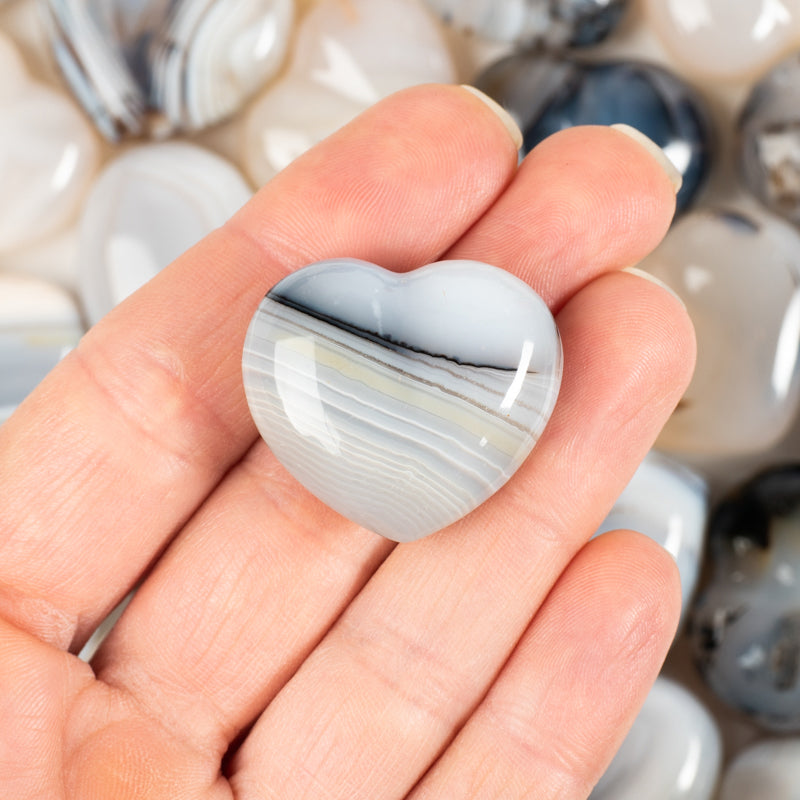 Gray Banded Agate Heart Crystal Heart Crystal Magic online 