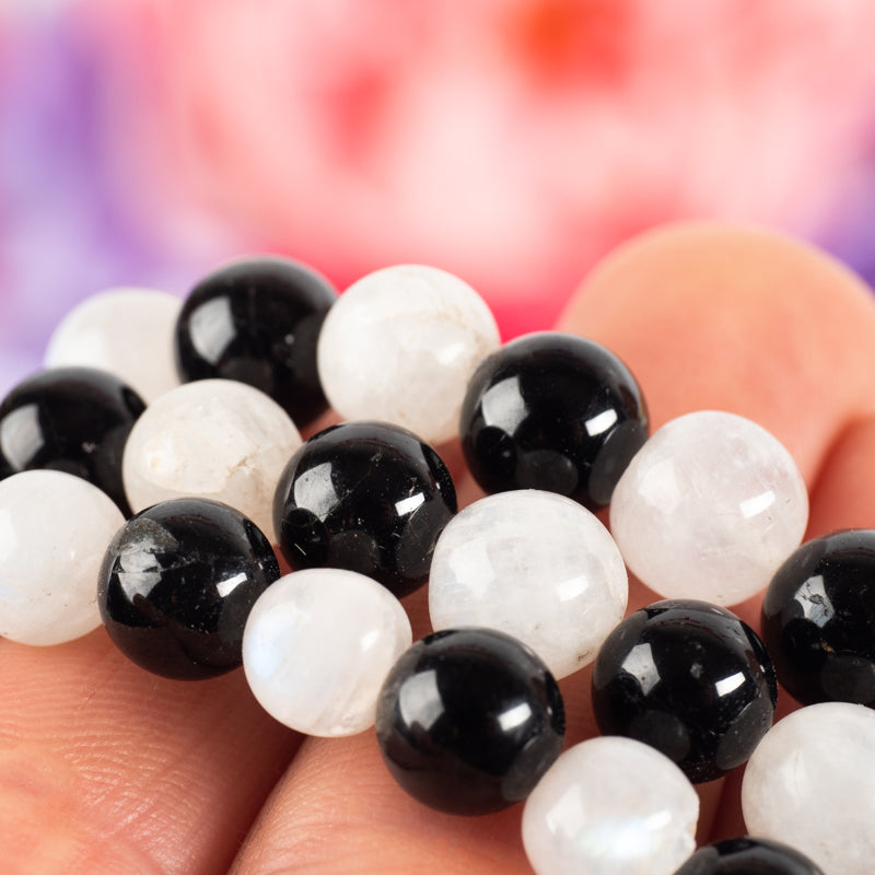 Black Tourmaline 8mm Beads Stone Crystal Bracelet 