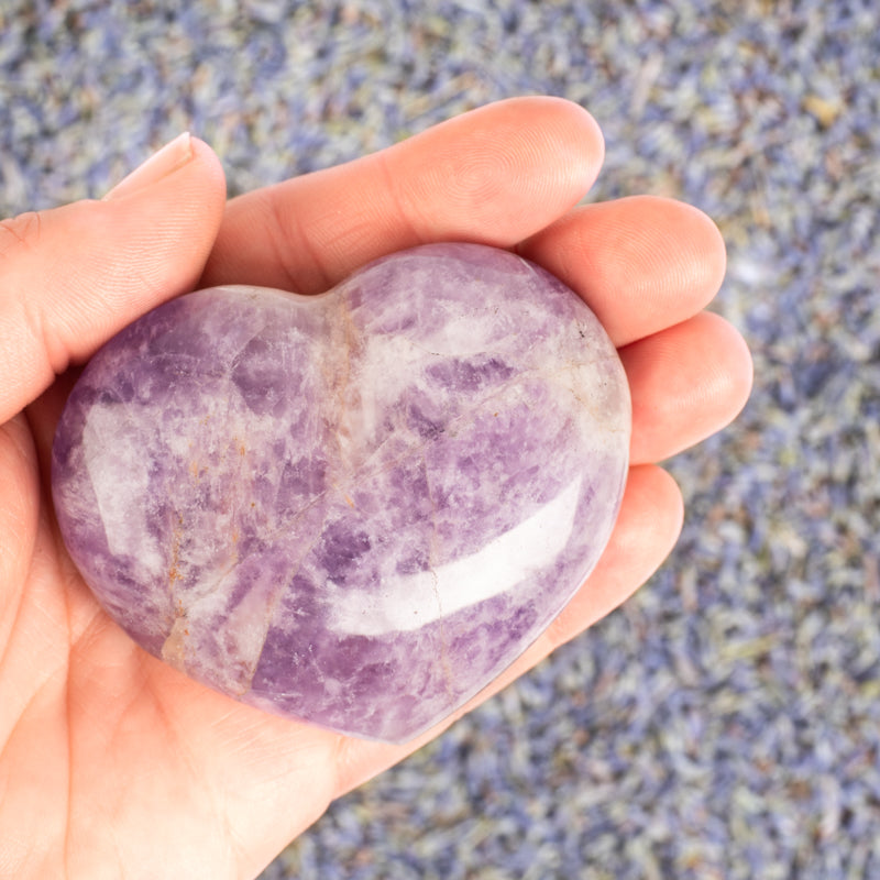Amethyst Chevron Heart Crystal Heart Aquarius 2.5” 