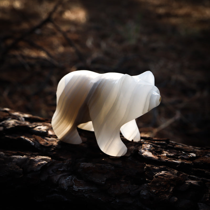 White Onyx Bear Carving – Wax Treasures Feathers