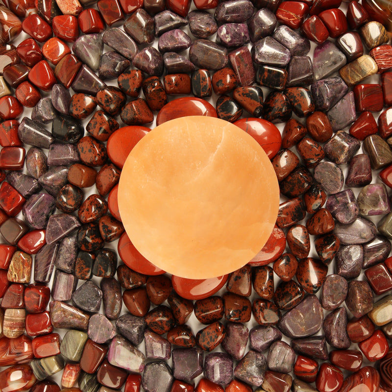 Root Chakra Stone Bundle Crystal Bundle Crystal Magic online Peach Selenite Bowl 