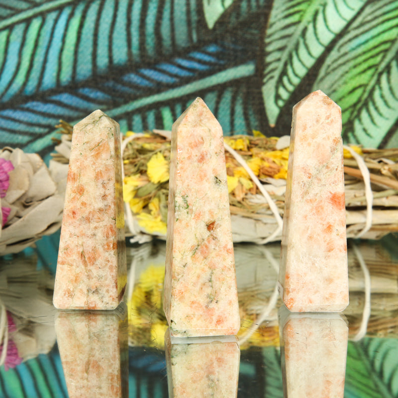 Natural Sunstone Obelisks Natural Sunstone Obelisks
