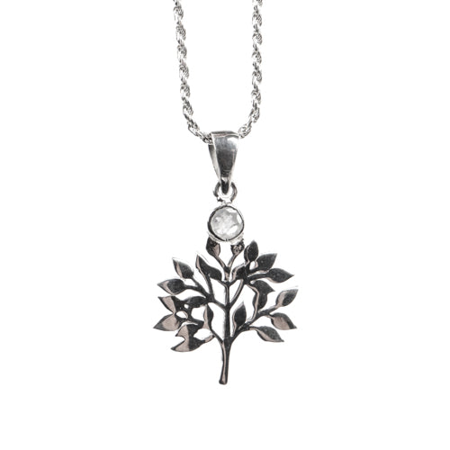 Sterling Silver Tree Of Life Pendant with Moonstone Jewelry: Pendant Crystal Magic 