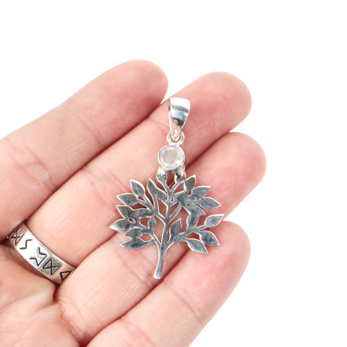 Sterling Silver Tree Of Life Pendant with Moonstone Jewelry: Pendant Crystal Magic 