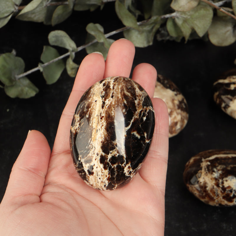 Black Opal Palm Stone Crystal Palm Stones Crystal Magic 