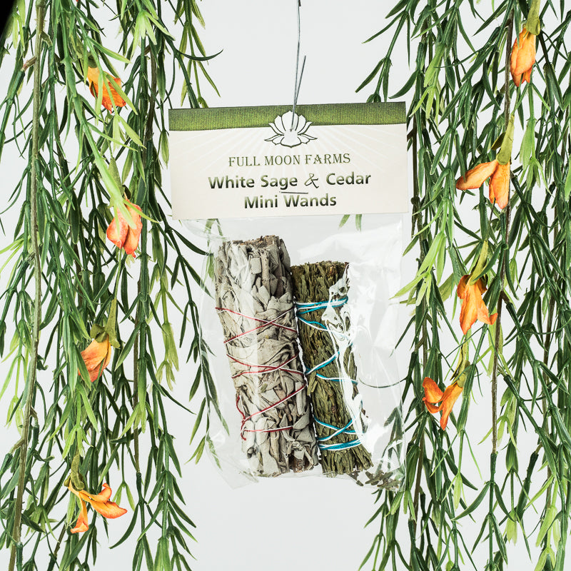 White Sage & Cedar Mini Wand Incense Full Moon Farms 