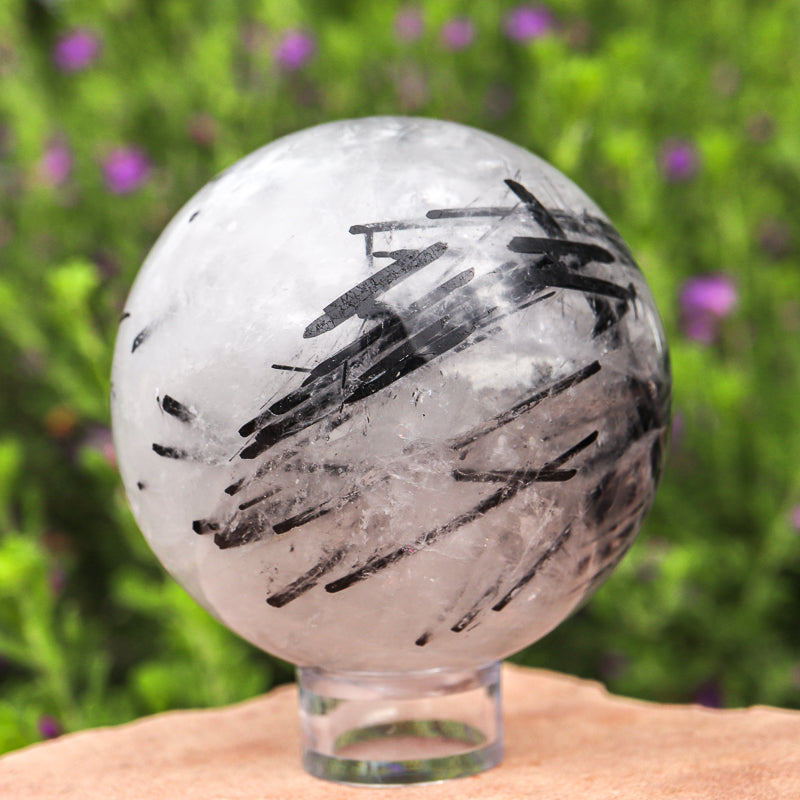 Tourmalinated Quartz Sphere