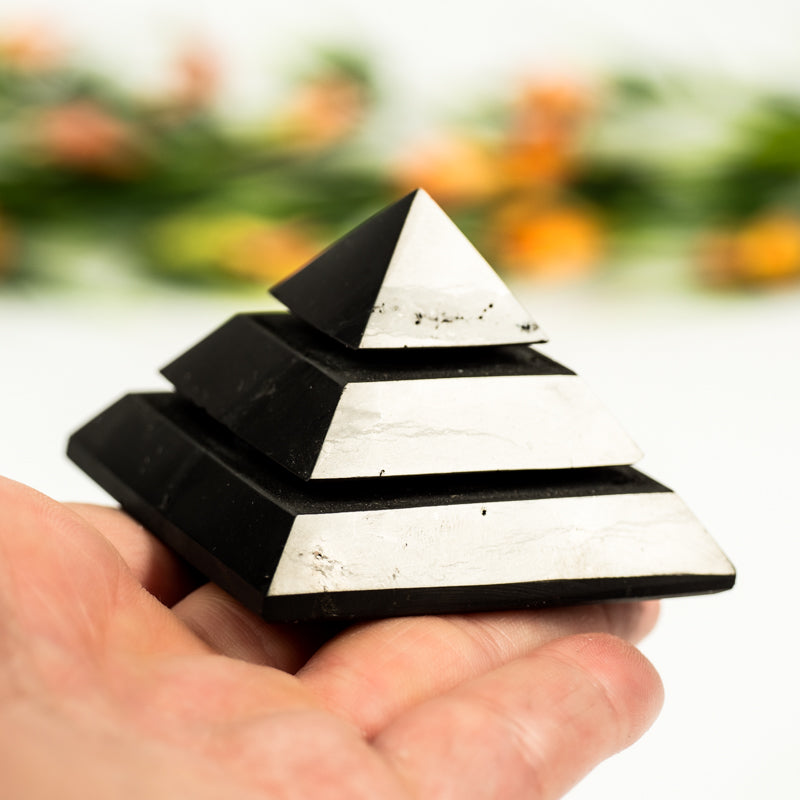 Tiered Shungite Pyramid Crystal Pyramid Crystal Magic Small 